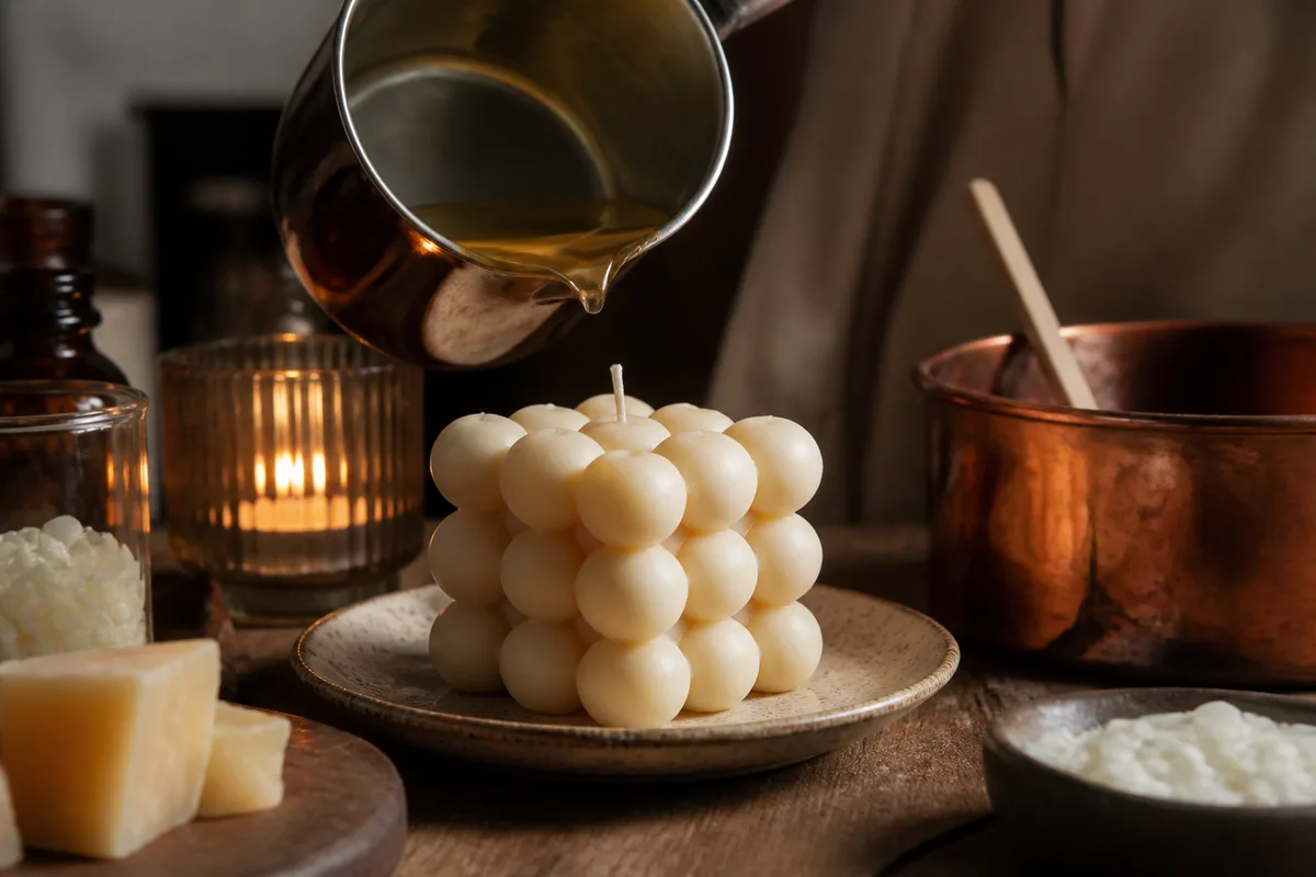 La bougie bubble : le cube à bulles de la déco